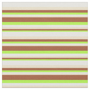 Light Green, Sienna, Tan, and White Coloured Lines Fabric