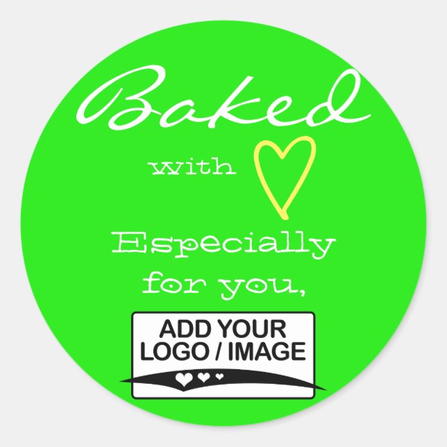 Light Green Simple Minimalist Made with Love Logo  Classic Round Sticker (Front)