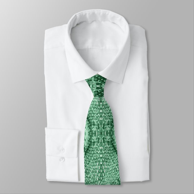 Light Green Snake Skin Print Tie (Tied)
