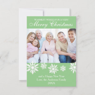 Light Green Snowflakes Photo - 3x5 Christmas Card