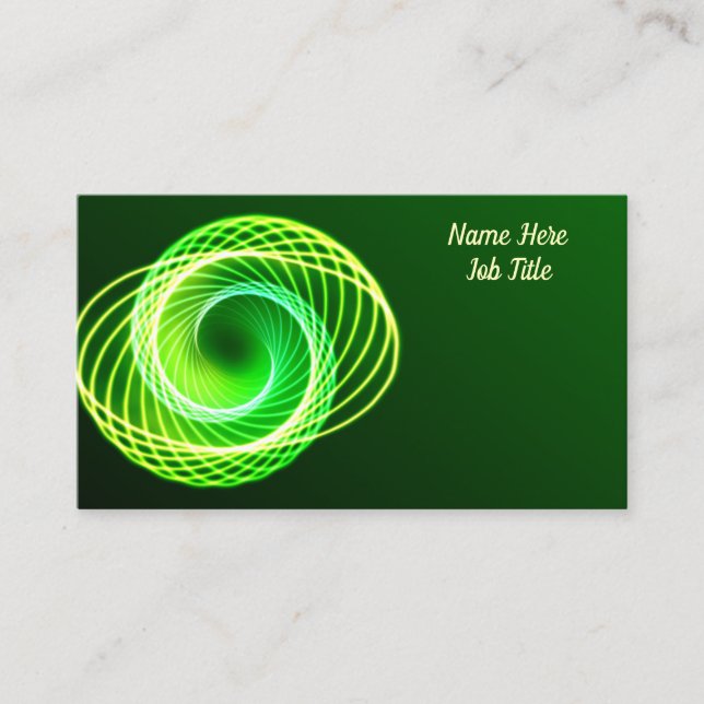 Light Green Spiral Customizable Business Card (Front)