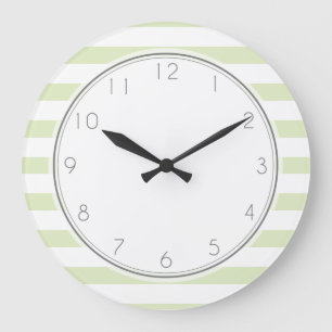 Light Green Stripes Pattern Large Clock