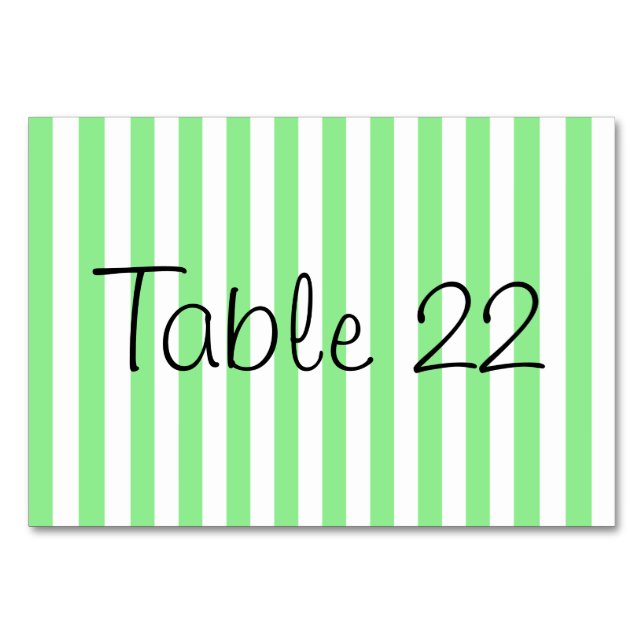 Light Green Stripes Table Number (Front)