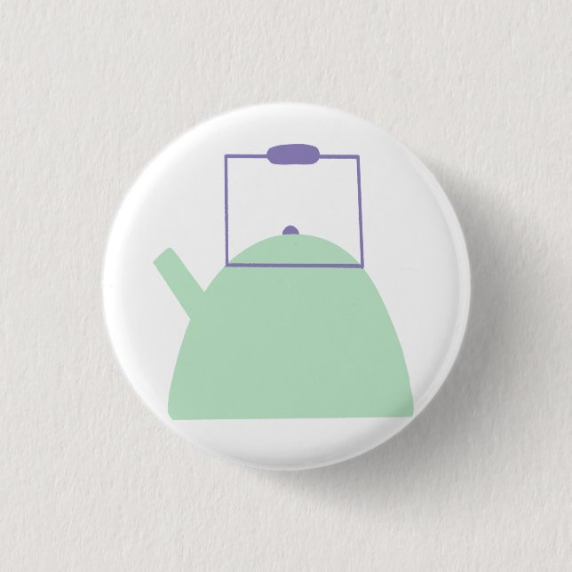 Light Green Tea Kettle 1 Inch Round Button (Front)