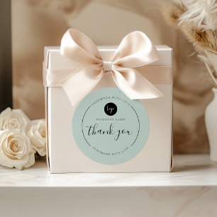 Light Green Thank You Handmade with Love Classic Round Sticker