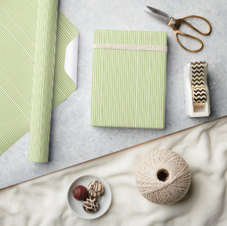  Light Green Vintage Ticking Stripe Farmhouse Wrapping Paper