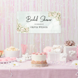 Light Green Watercolor Floral Bridal Shower  Banner