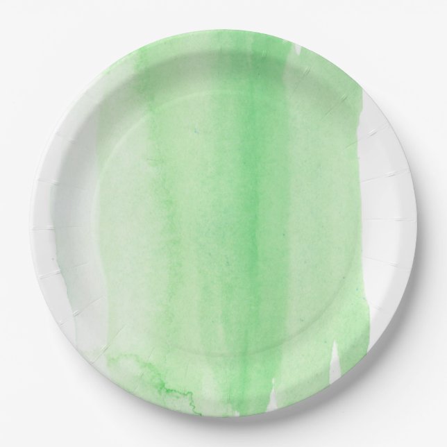 Light Green Watercolor Paper Plates (Front)