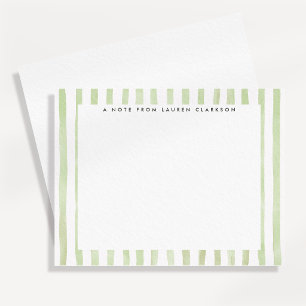Light Green Watercolor Striped  Note Card