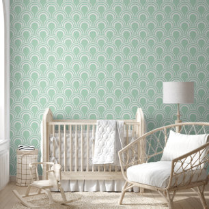 Light Green Waves Design Wallpaper