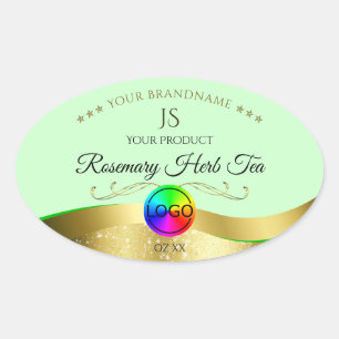 Light Green Wavy Gold Logo Monogram Product Label
