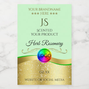 Light Green Wavy Gold Logo Monogram Product Label