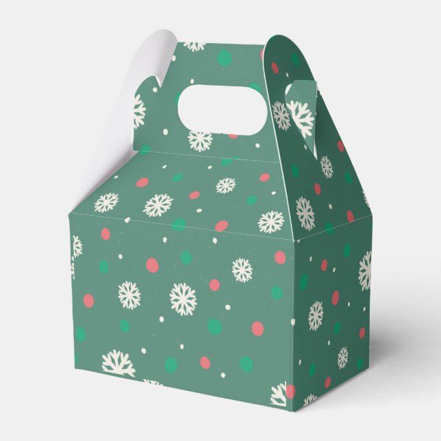 Light Green Whimsical Winter Snowflakes Christmas Favor Box (Front Side)