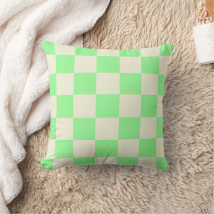 Light Green White Chequerboard Pillow