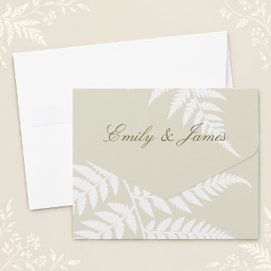 Light Green White Fern Elegant Wedding All In One Invitation