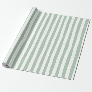 Light Green & White Wonky Stripes Wrapping Paper