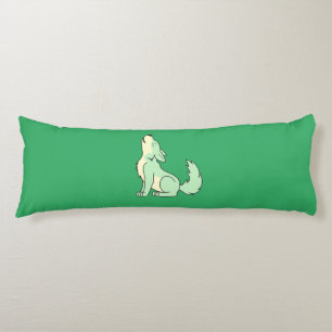 Light Green Wolf Pup Howling Body Pillow