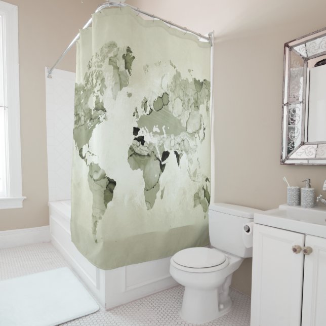 Light Green World Map Design 123 (In Situ)