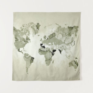 Light Green World Map Design 123 Tapestry