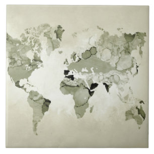 Light Green World Map Design 123 Tile