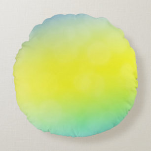 Light Green, Yellow abstract blurred background. C Round Pillow