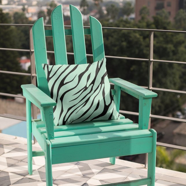 Light Green Zebra Pattern  Throw Pillow (Creator Uploaded)