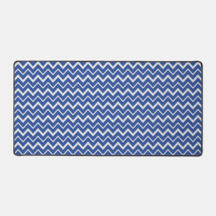 light grey and blue chevron pattern desk mat