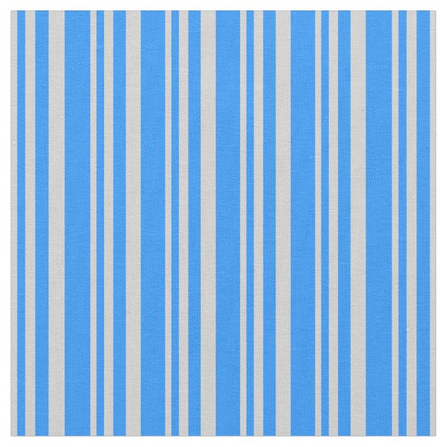 Light Grey and Blue Coloured Lined/Striped Pattern Fabric (Close Up)