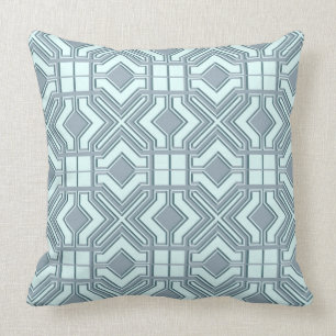Light Grey And Blue Geometric Seamless Pattern 2b Throw Pillow