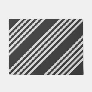 Light grey and charcoal five stripes pattern doormat