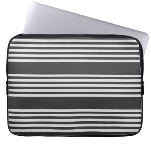 Light grey and charcoal five stripes pattern laptop sleeve