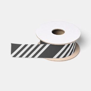 Light grey and charcoal five stripes pattern satin ribbon