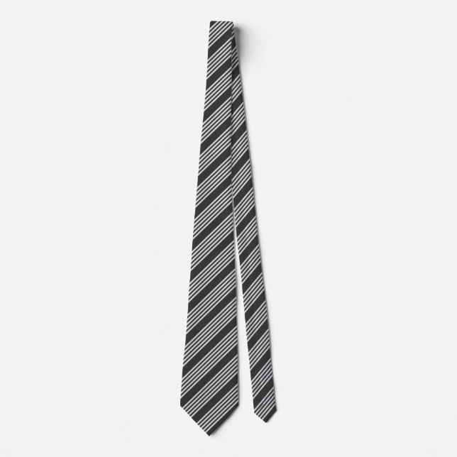 Light grey and charcoal five stripes pattern tie (Front)