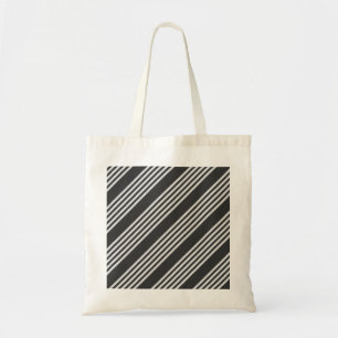 Light grey and charcoal five stripes pattern tote bag