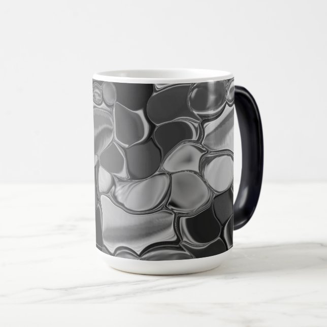 Light grey and dark rounded shapes. magic mug (Front Right)
