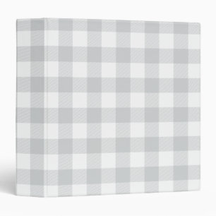 Light Grey and White Buffalo Plaid Gingham Binder