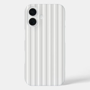 Light grey and white candy stripes iPhone 16 case