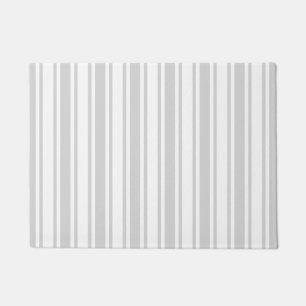 Light grey and white candy stripes doormat
