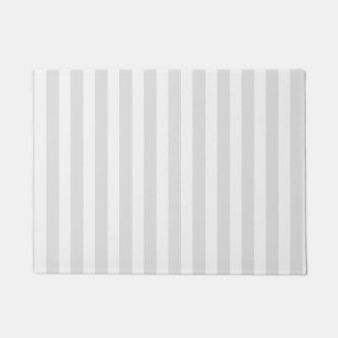 Light grey and white candy stripes doormat