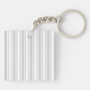 Light grey and white candy stripes keychain