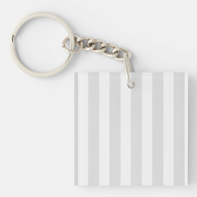 Light grey and white candy stripes keychain (Front)