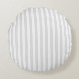 Light grey and white candy stripes round pillow