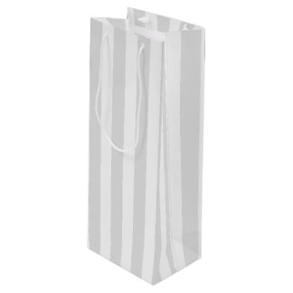 Light grey and white candy stripes wine gift bag