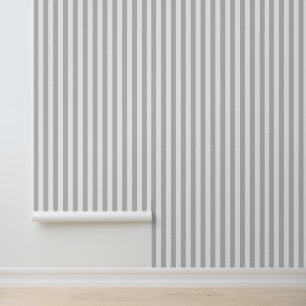 Light Grey and White Classic Vertical Stripes Wallpaper