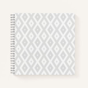 Light grey and white diamond pattern notebook