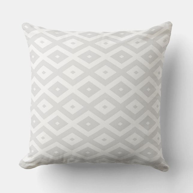 Light grey and white diamond pattern throw pillow (Front)