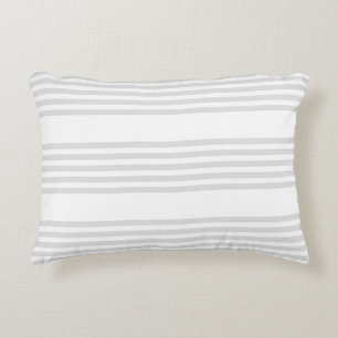 Light grey and white five stripes pattern accent pillow