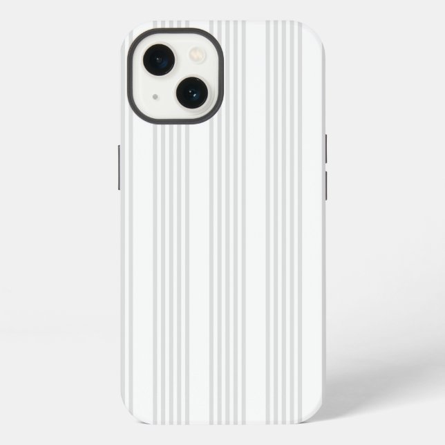 Light grey and white five stripes pattern iPhone case (Back)