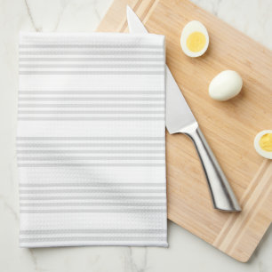 Light grey and white five stripes pattern kitchen towel