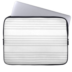 Light grey and white five stripes pattern laptop sleeve